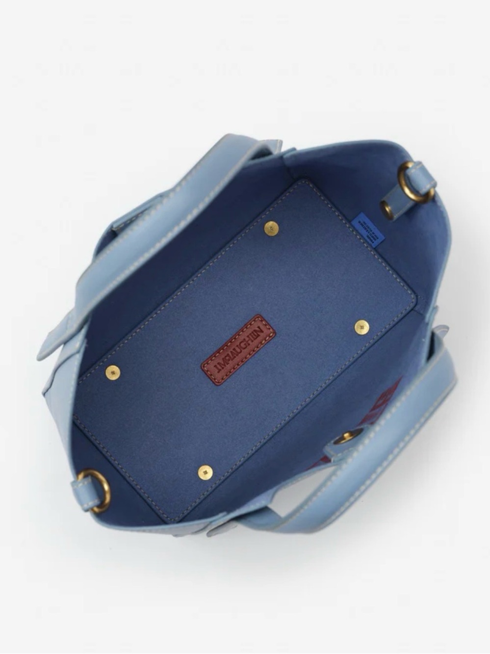 Classic Blue Leather Satchel with Removable Strap - Picture 5 of 6